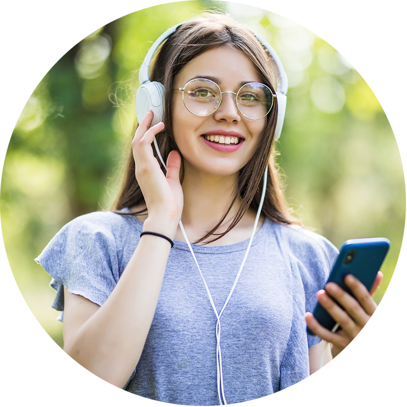 teenager holding mobile phone